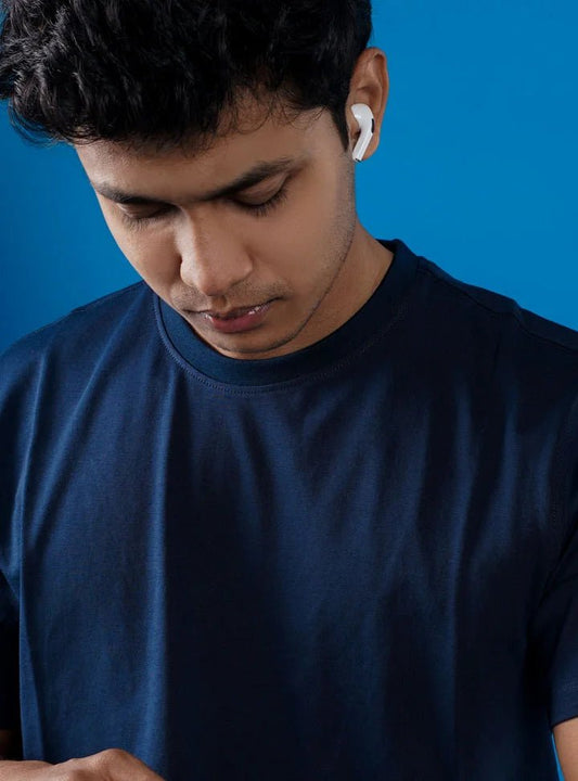 Supima Cotton T-Shirts for Men | Blue Round Neck T-Shirt - Abraca