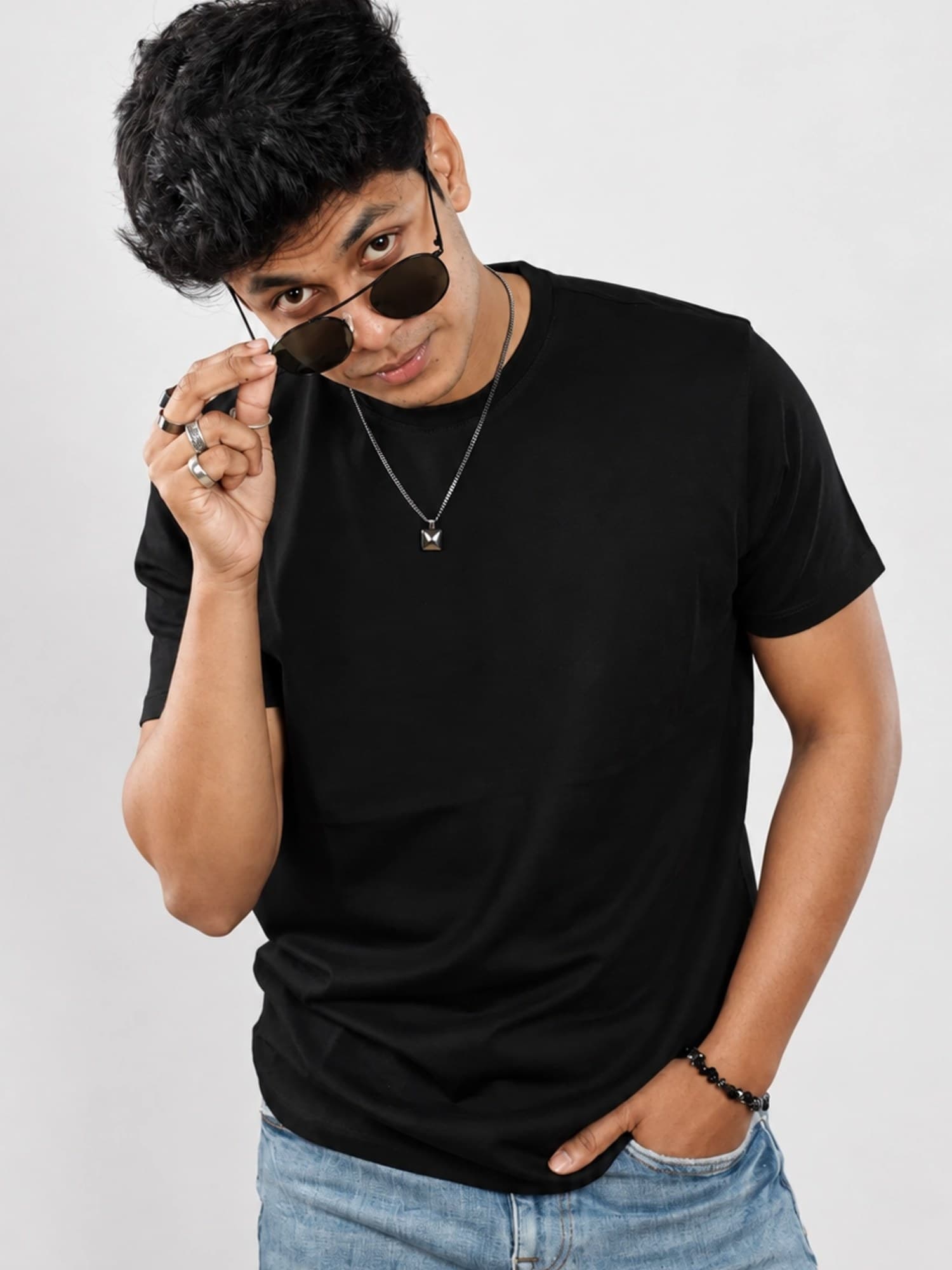 Black Round Neck | Supima Cotton T-Shirt for Men