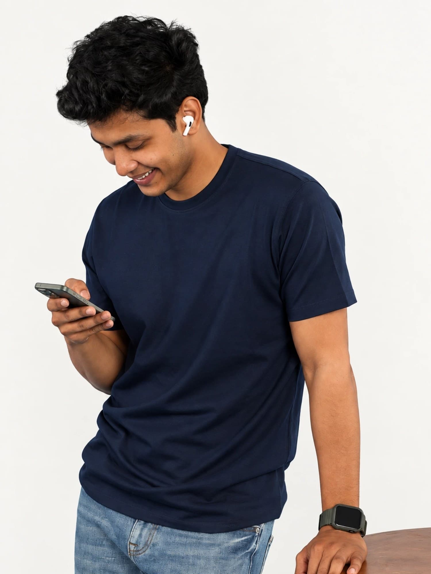 Blue Round Neck | Supima Cotton T-Shirt for Men