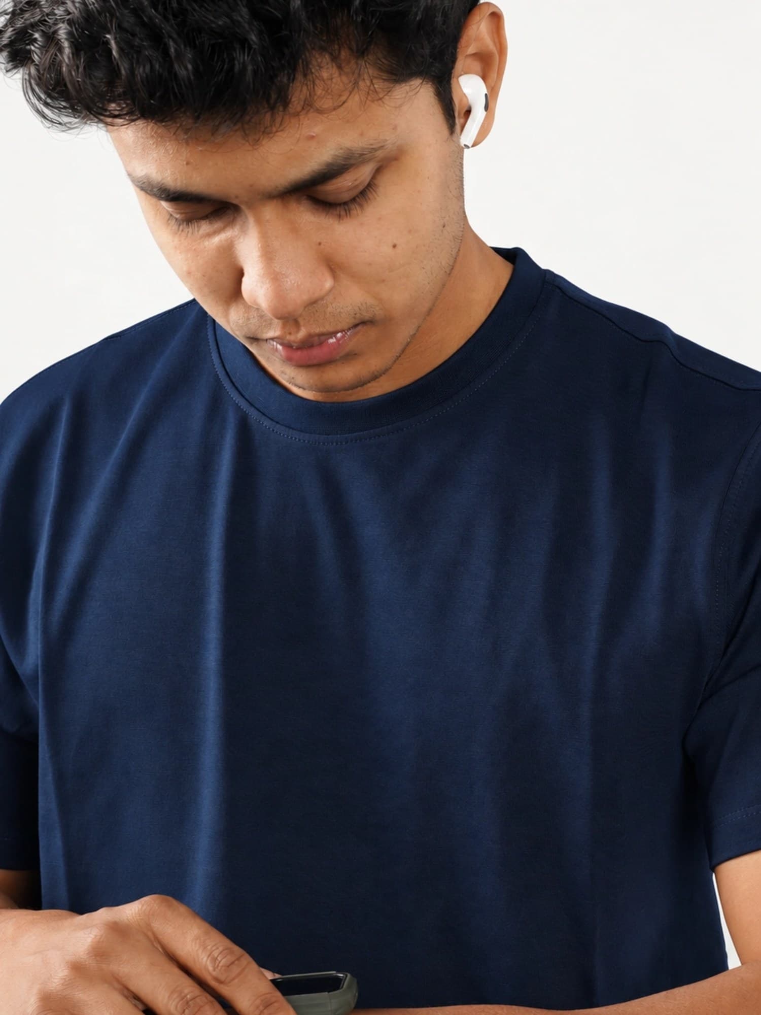 Blue Round Neck | Supima Cotton T-Shirt for Men – photo 3 of 4