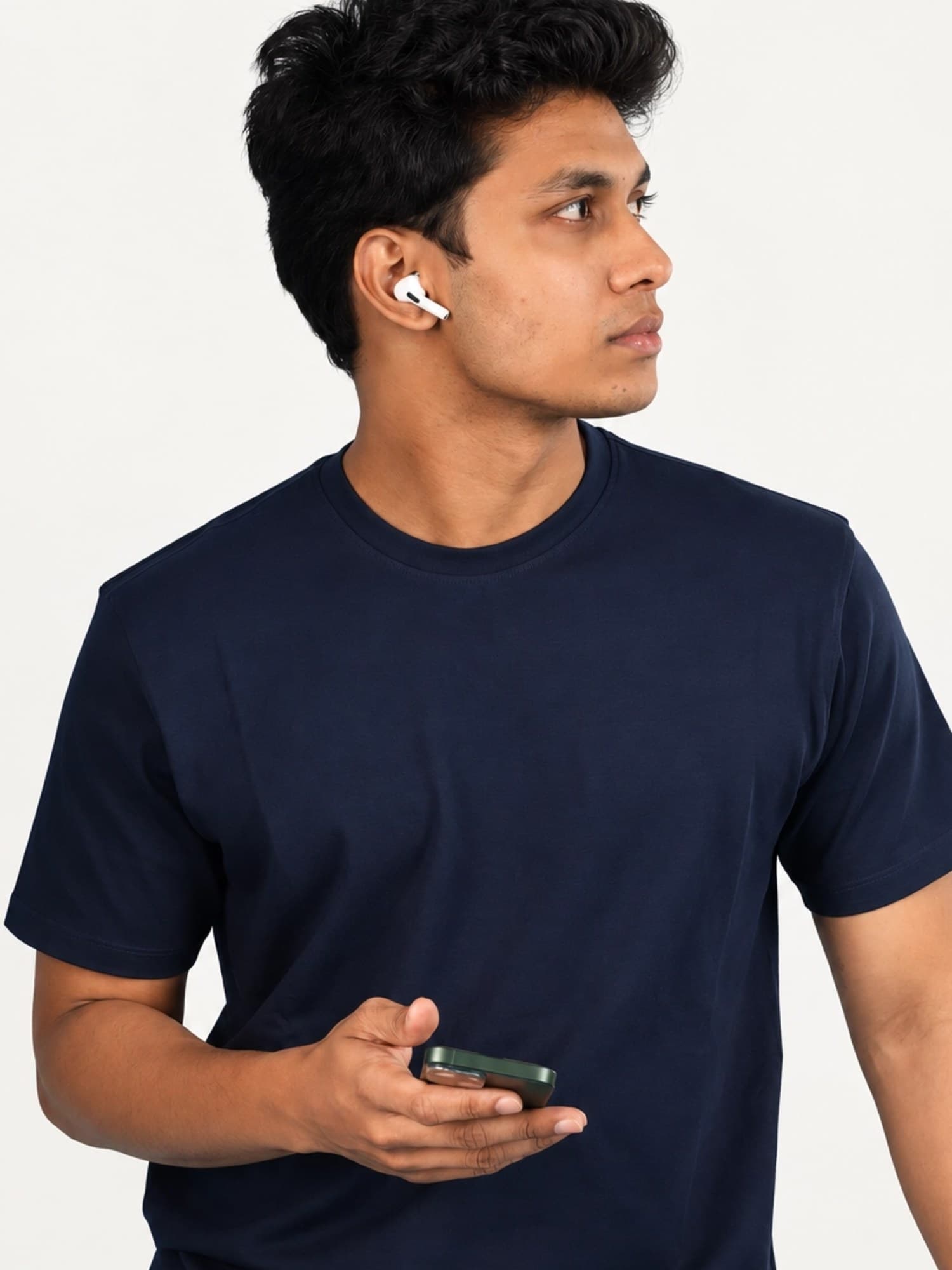 Blue Round Neck | Supima Cotton T-Shirt for Men – photo 4 of 4