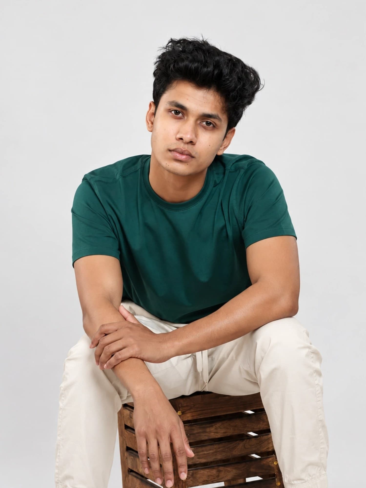Green Round Neck | Supima Cotton T-Shirt for Men – photo 4 of 4