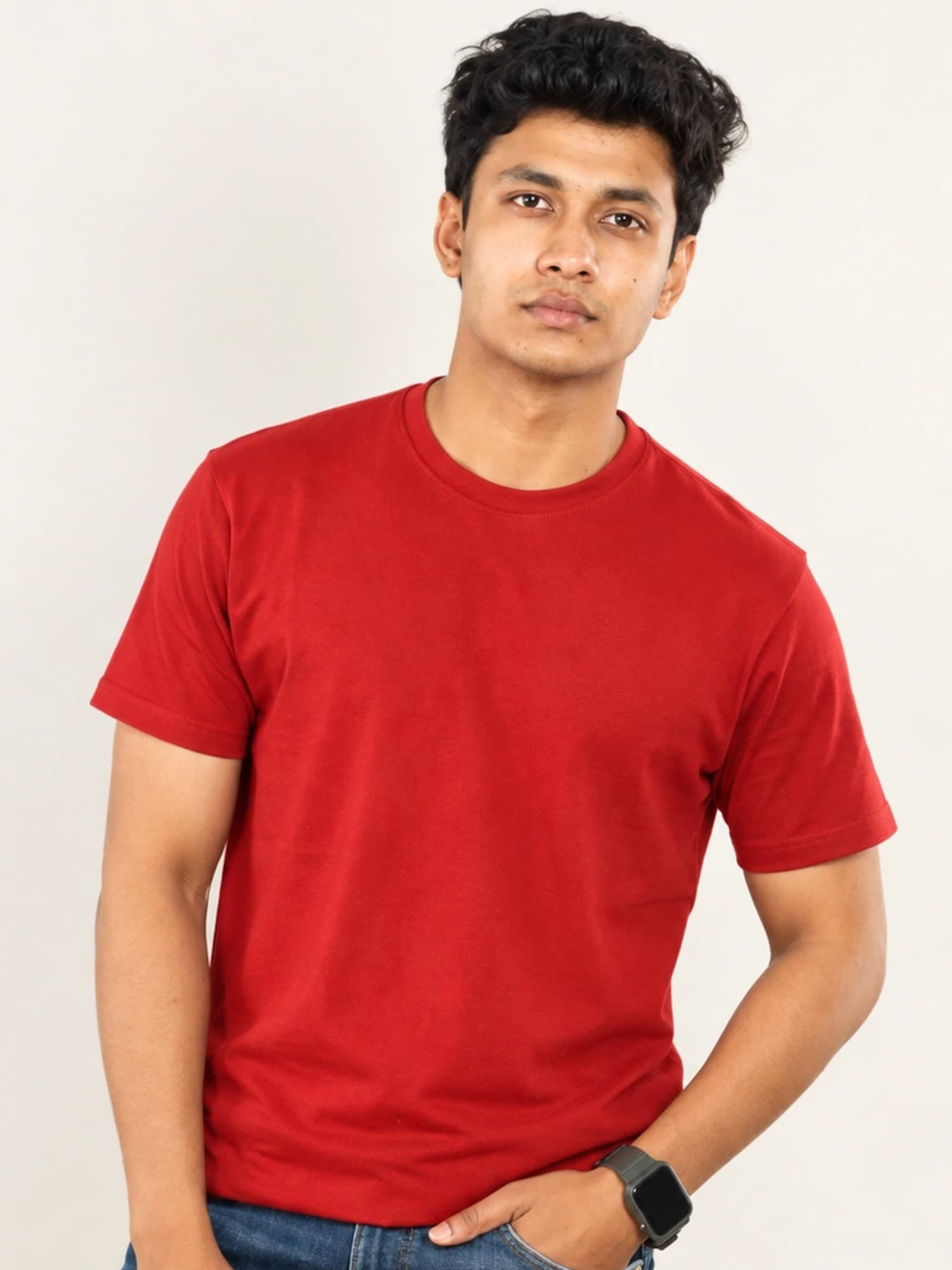 Red Round Neck | Supima Cotton T-Shirt for Men – photo 1 of 4