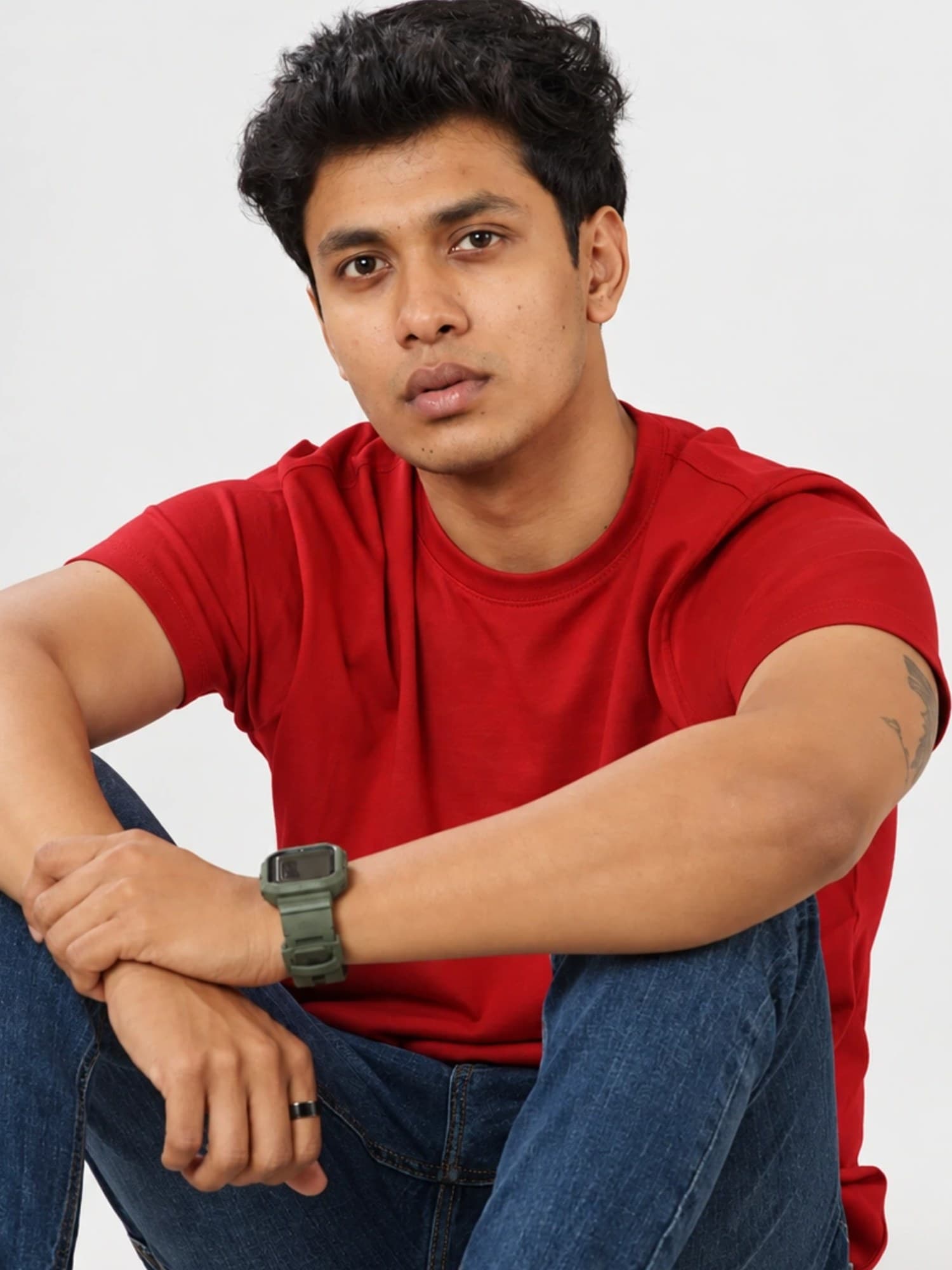 Red Round Neck | Supima Cotton T-Shirt for Men – photo 3 of 4