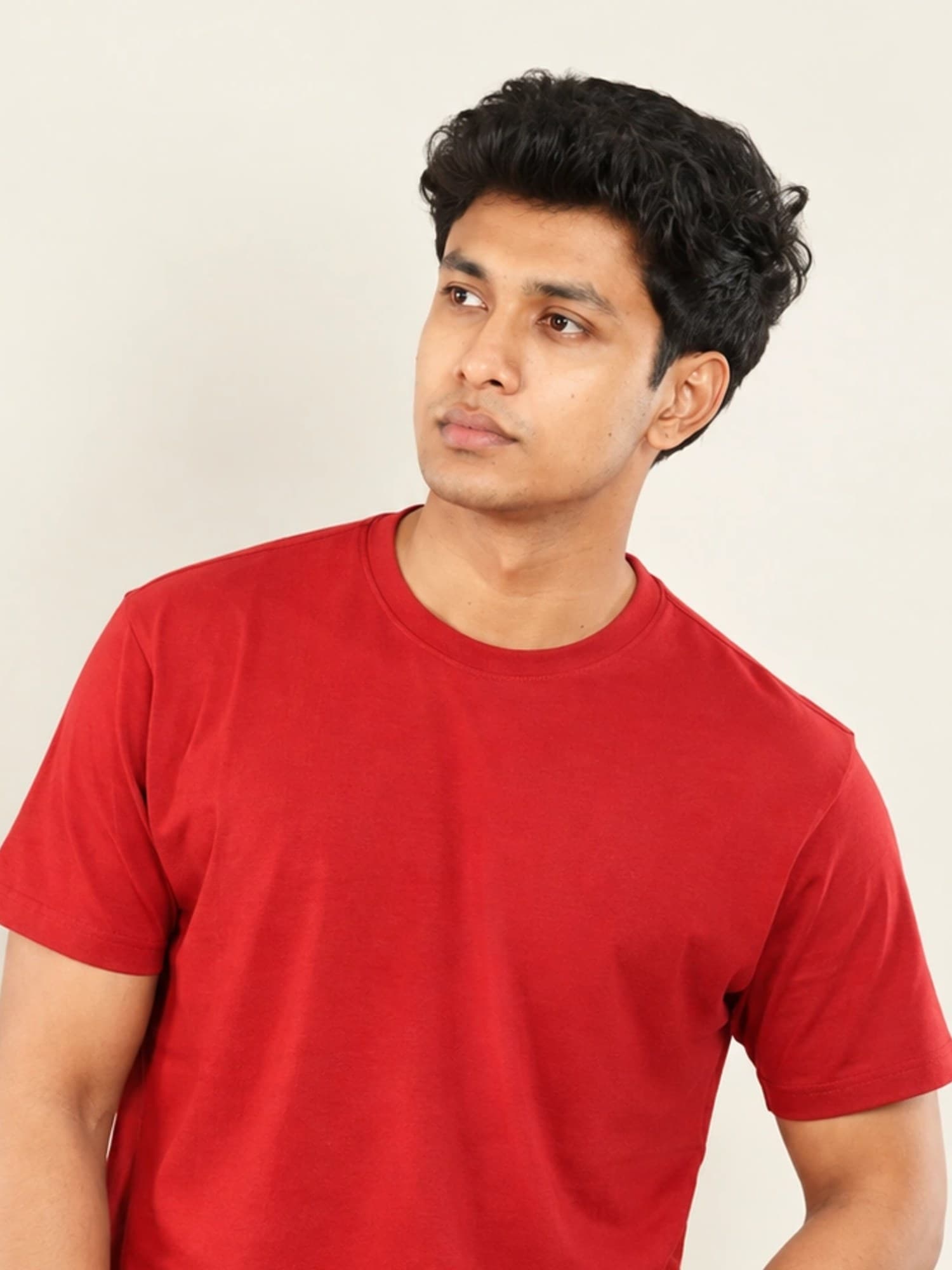 Red Round Neck | Supima Cotton T-Shirt for Men – photo 4 of 4