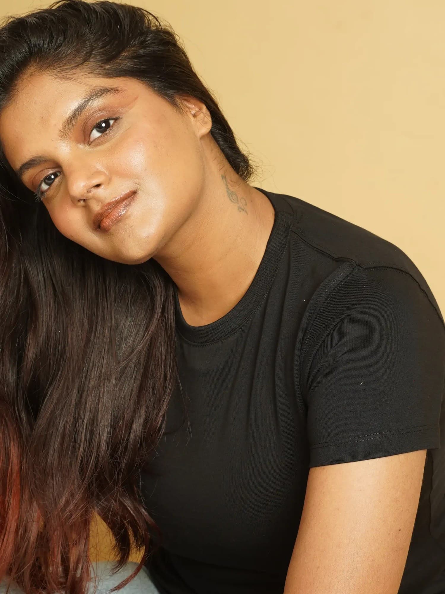 Black Round Neck | Supima Cotton T-Shirt for Women – photo 3 of 4