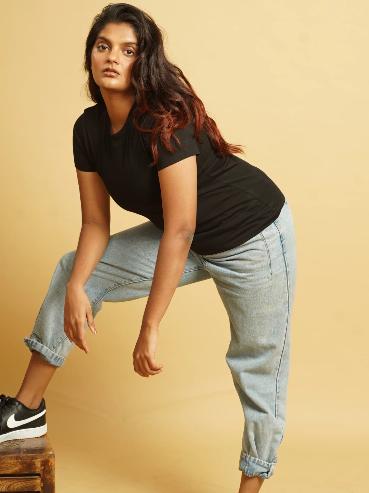 Black Round Neck | Supima Cotton T-Shirt for Women – photo 4 of 4