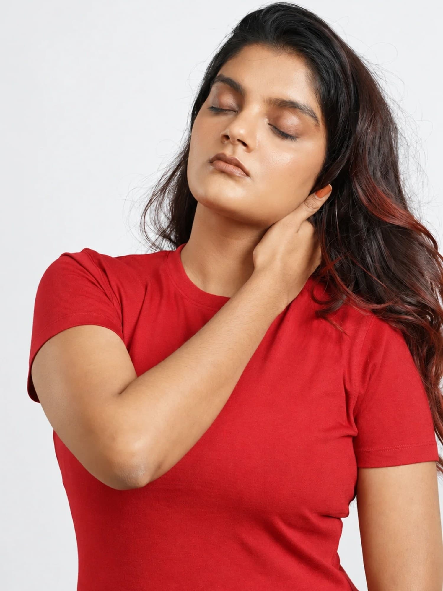 Red Round Neck | Supima Cotton T-Shirt for Women