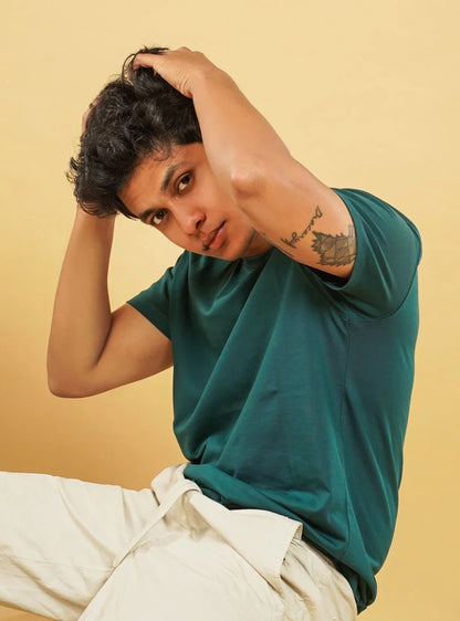 Men Sacra Green SUPIMA Crew Neck