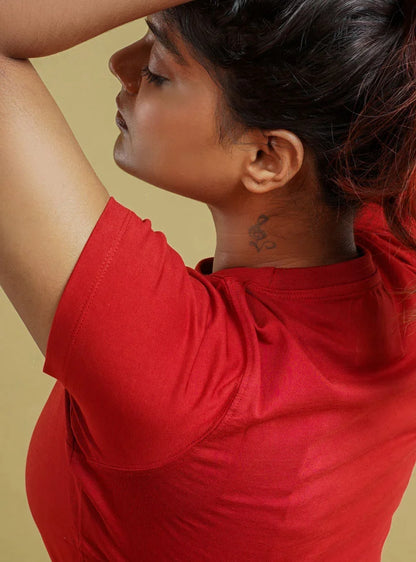 Women Supima Cotton Crew Neck T-Shirt | Berry Red