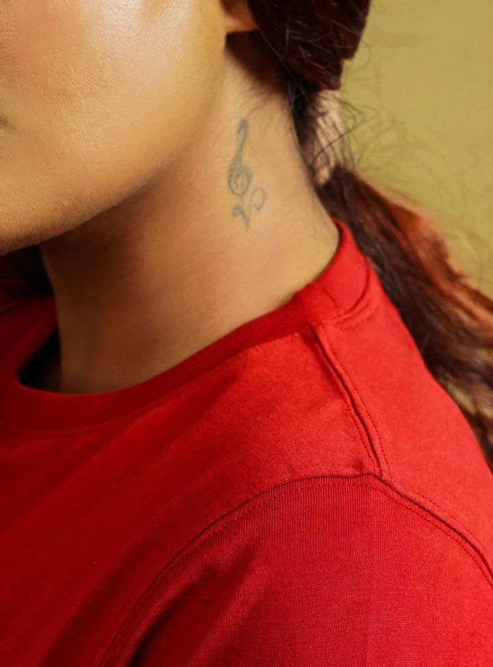 Women Supima Cotton Crew Neck T-Shirt | Berry Red