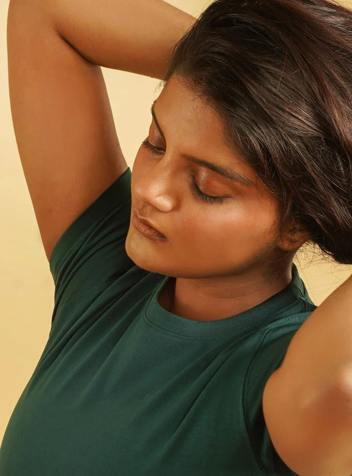 Women Supima Cotton Crew Neck T-Shirt | Sacra Green