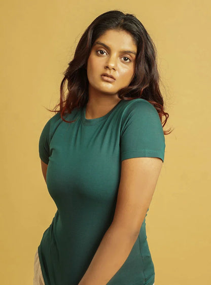 Women Supima Cotton Crew Neck T-Shirt | Sacra Green