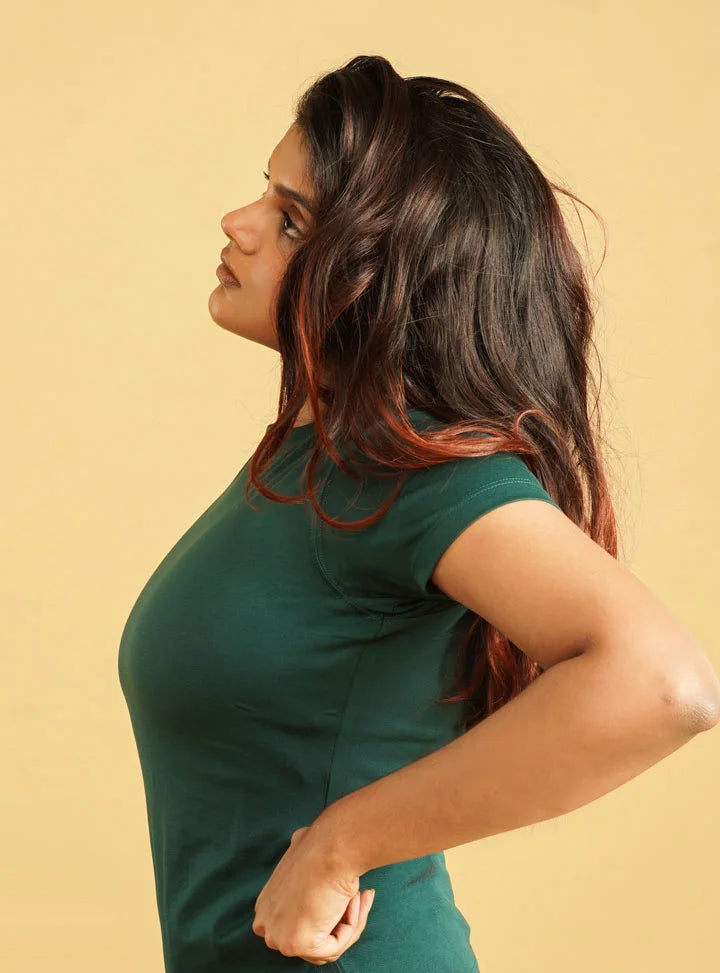 Women Supima Cotton Crew Neck T-Shirt | Sacra Green