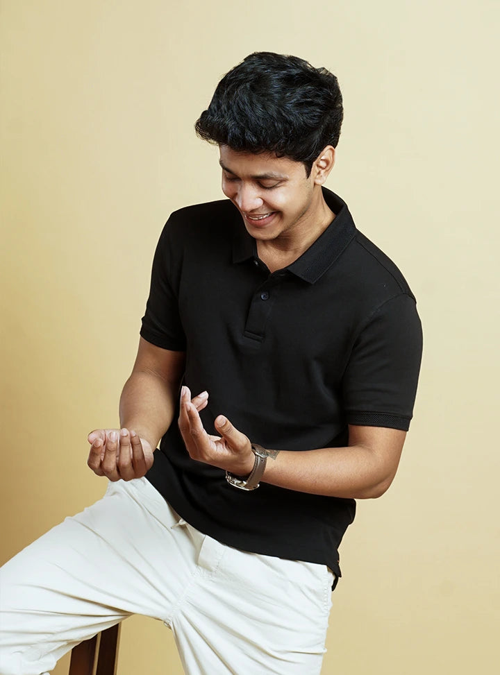 Men Supima Cotton Polo T-Shirt | Inky Black