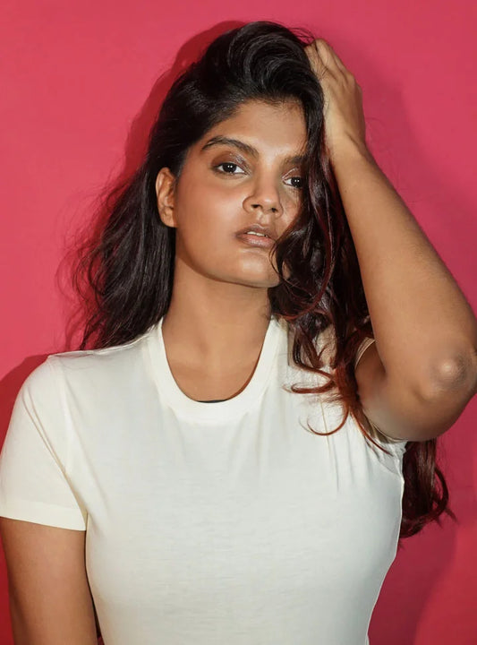 Supima Cotton T-Shirts for Women | White Round Neck T-Shirt