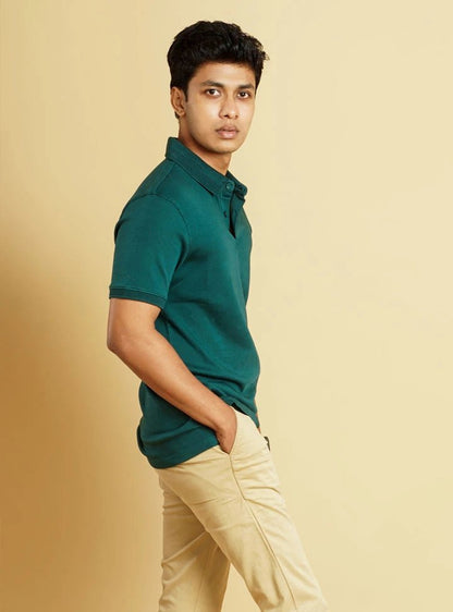 Supima Cotton T-shirts for Men | Green Polo - Abraca