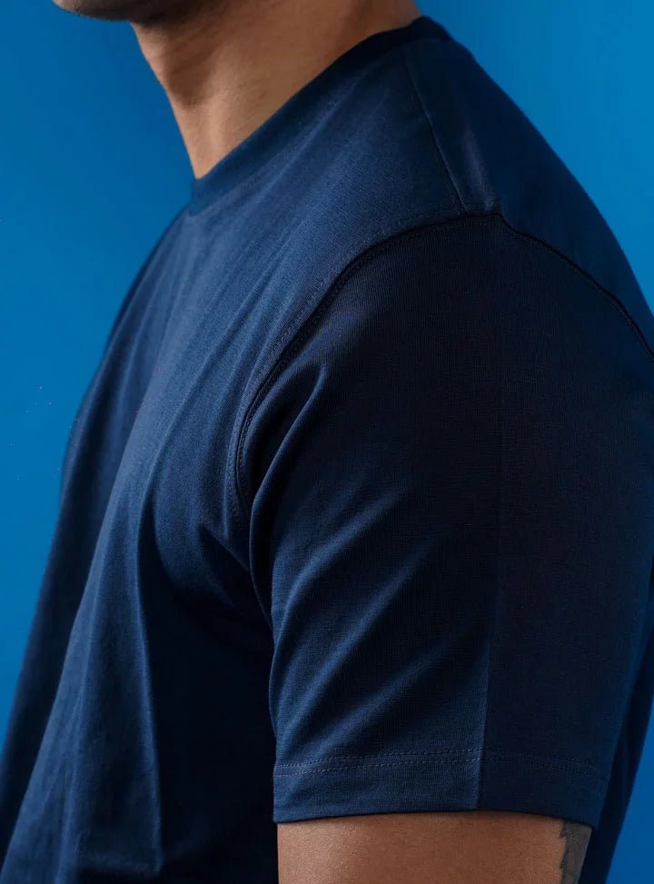 Supima Cotton T-Shirts for Men | Blue Round Neck T-Shirt - Abraca