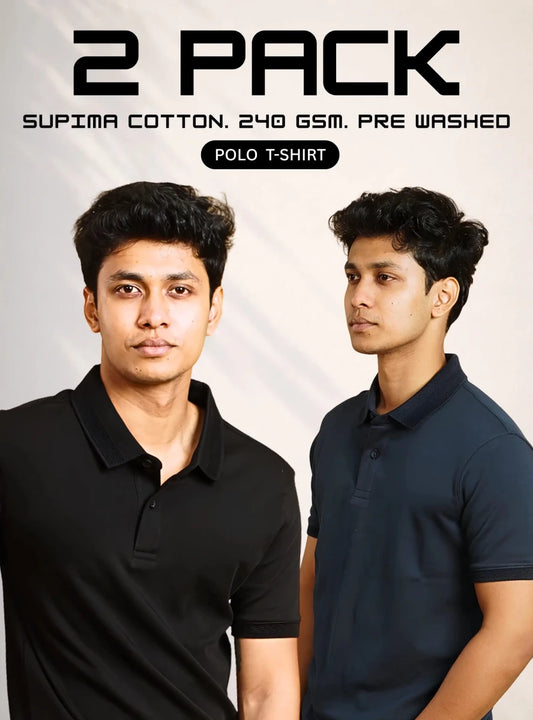 Pack of 2 SUPIMA Cotton Polo T-Shirts - Abraca