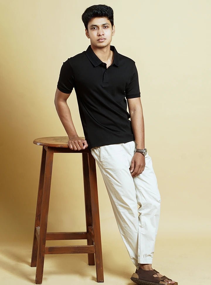 Supima Cotton T-Shirts for Men | Black Polo - Abraca