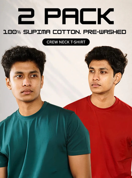 Pack of 2 SUPIMA Cotton T-Shirts | Round Neck - Abraca
