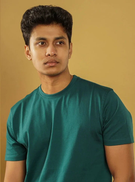 Supima Cotton T-Shirts for Men | Green Round Neck T-Shirt - Abraca