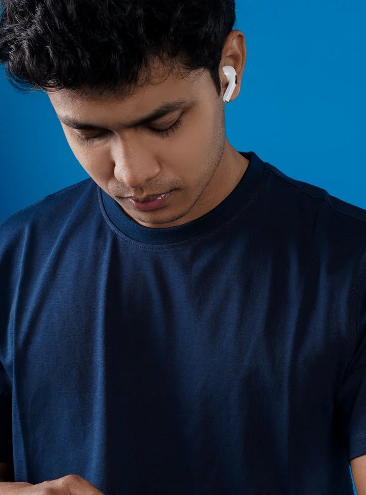 Supima Cotton T-Shirts for Men | Blue Round Neck T-Shirt - Abraca