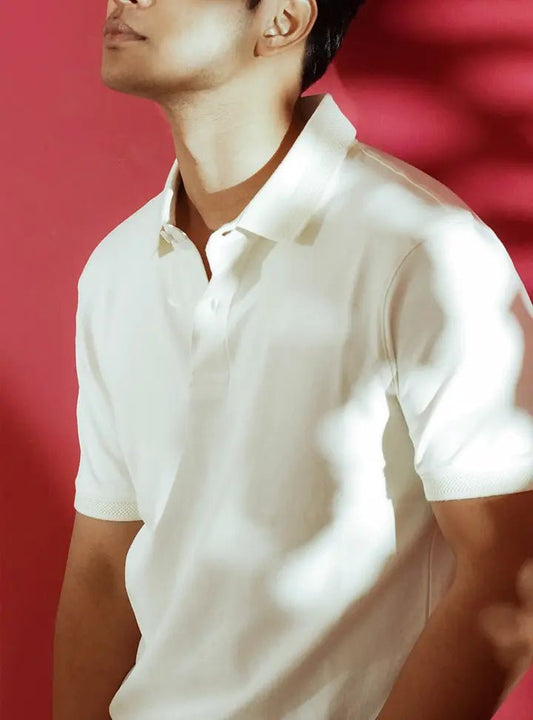Supima Cotton T-Shirts for Men | White Polo - Abraca