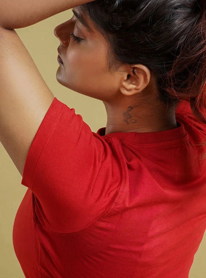 Supima Cotton T-Shirts for Women | Red Round Neck T-Shirt - Abraca