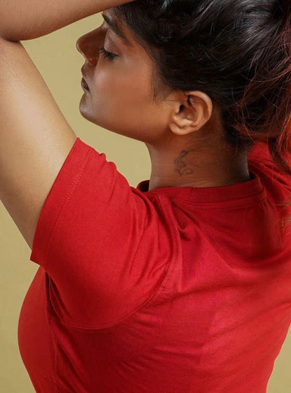 Supima Cotton T-Shirts for Women | Red Round Neck T-Shirt - Abraca
